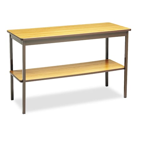 Barricks Rectangle Utility Table, 48" W, 18" L, 30" H, Oak/Brown Woodgrain Laminate UTS1848-LQ